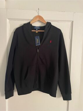 Polo by Ralph Lauren Black Full-Zip Hoodie with Red Pony Boys size 18-20 NWT